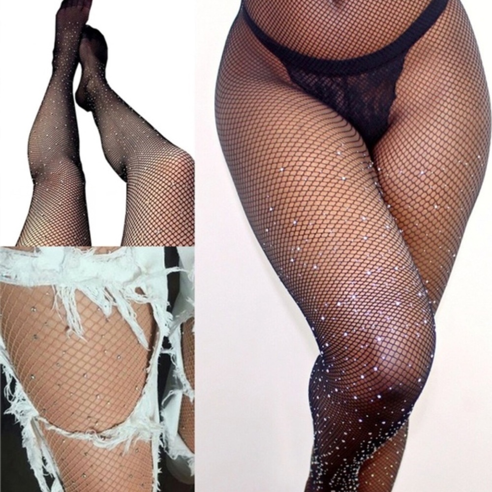 NWT Rhinestone Fishnet Stockings